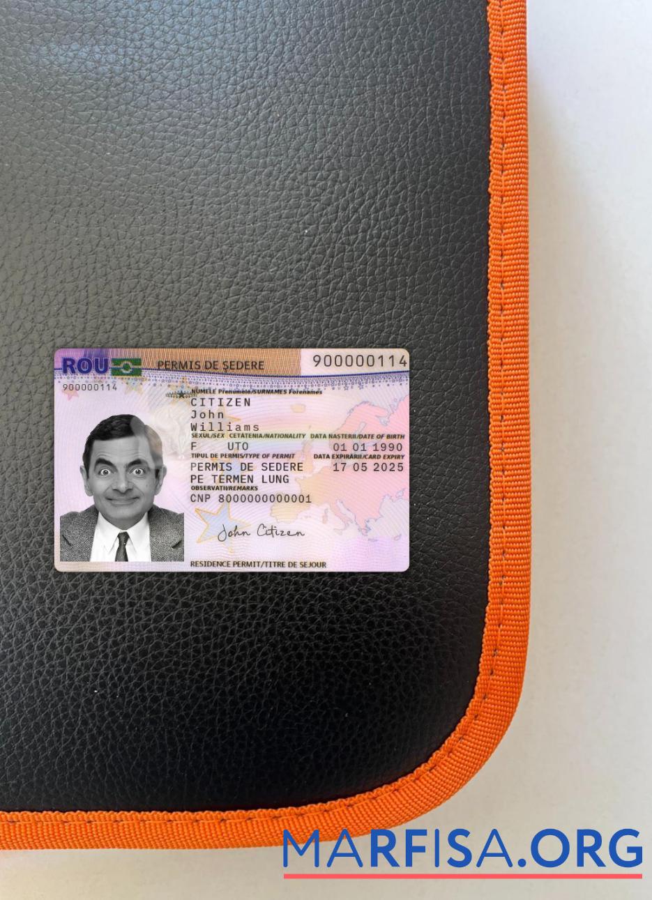 Downloadable Romania residence permit photolook front sample